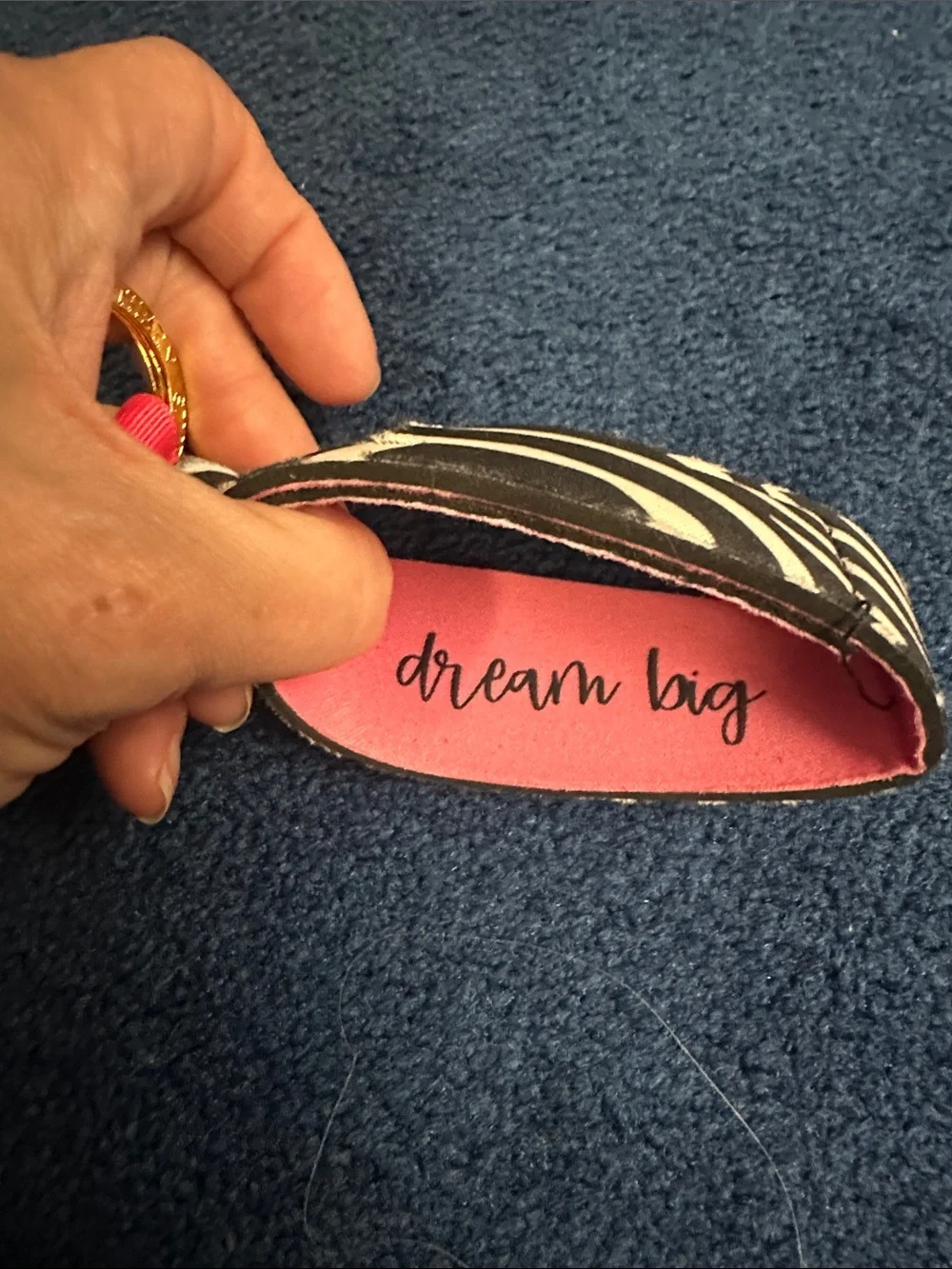 Simply Southern Black & White Zebra Key Fob/Chapstick Holder with Pink Accent.